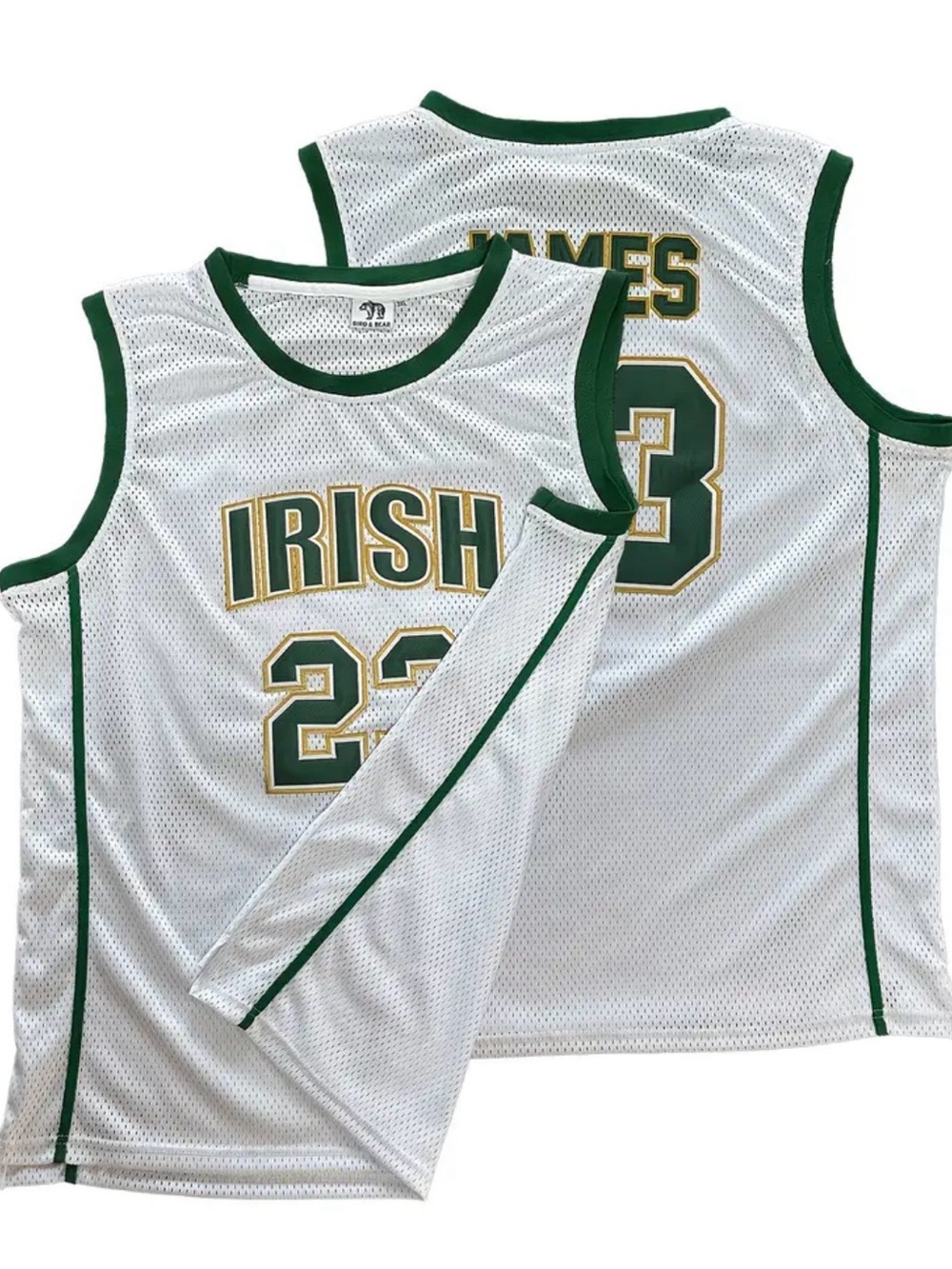 Lebron James HS White & Green 'IRISH' Basketball Jersey #23